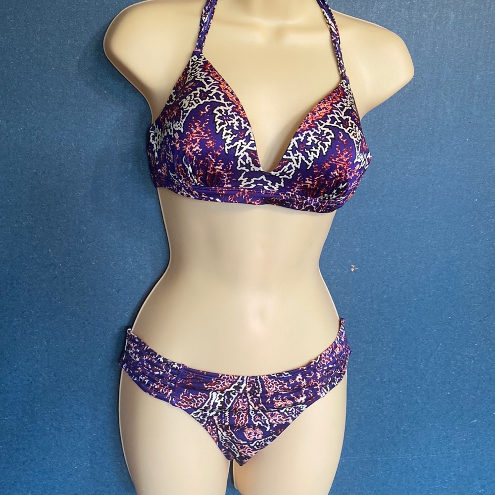 Athleta padded triangle top bikini both pieces size small